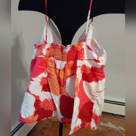 Vintage Aeropostale lg super cute orange pink and white floral tank - Picture 3 of 5